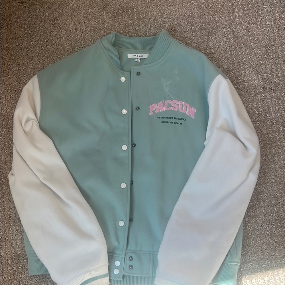 PacSun Mint and White Varsity Jacket